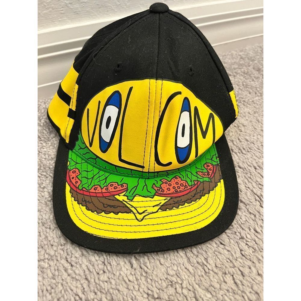 Volcom Cheeseburger Graphic Youth Kids Baseball Cap Hat Snapback RARE